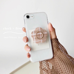 ✿チェック×フラワースマホグリップ pink beige   (スマホケース、中のカードつき)