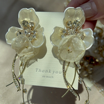 結婚式　ウェディング　ブライダル　ビジュー　花　ジルコニア　大ぶりピアス　ゴールド　フォーマル　花嫁　ドレス　アレルギー対応　サージカルステンレス