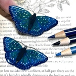 手描きのスミナガシのブローチ　蝶のブローチ　再販　00447