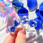再販❣️大【青ずきんちゃん】青 薔薇 ブルーローズ ドライフラワー 花びら 鉱石 クリア 氷 フリーサイズ スチールリング