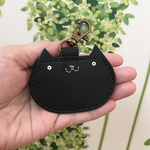 本革　レザー　猫　黒ねこ　キーホルダー　バッグチャーム　小銭入れ　かわいい