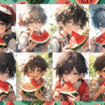 デザインペーパー　CUTE BOY WATER MELON コラージュシート