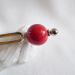 赤玉の２本足かんざし（銀）