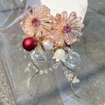 Flower／大ぶりアクセサリー／大ぶりイヤリング／大ぶりピアス／ガラスフラワー／フラワー／水／浴衣／結婚式／成人式