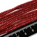 KB037☆お得2連セット☆2x3mm☆カットガラスビーズ☆ボタンカット☆1連約36cm☆赤