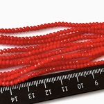 KB032  赤 お得2連セット 2x3mm カットガラスビーズ ボタンカット 1連約36cm