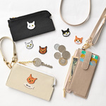 フラグメントケース 【 simple ワッペン 猫 】 名入れ 刺繍 くすみ ミニ財布 薄型 コンパクト財布 ミニウォレット 小さい財布 長財布 スリムウォレット カードケース 革 レザー A249I