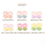 A5421-3  30個  樹脂貼付けパーツ フラワーデコパーツ チューリップモチーフ樹脂カボション 半透明 約12×19mm  3 x（10ヶ）