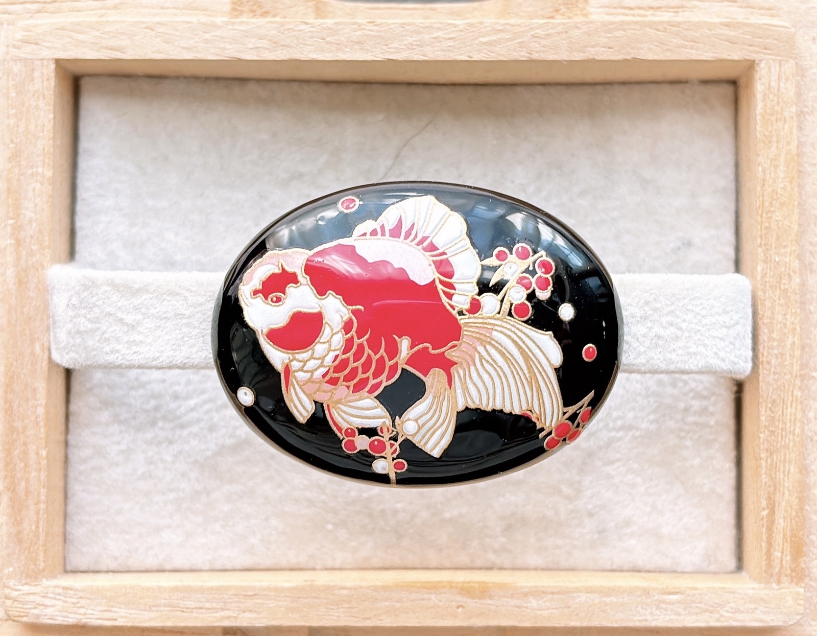 ☆〜天然石ブルー縞瑪瑙金魚の王様蘭鋳帯留め40×30〜☆ | ヤマダウェブコム