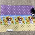 ひまわり🌻キャバちゃんのパッチワーク風ランチョンマット（裏地生成りオックス）
