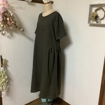 ハーフリネン　サイドギャザーワンピース💕