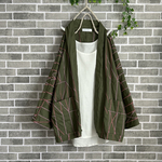 夏おしゃれcotton刺繍カーキローブカーディガン