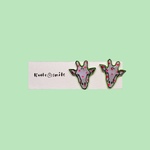 きりんさんドット・pink＆purple（ピアス・サージカルステンレス使用）