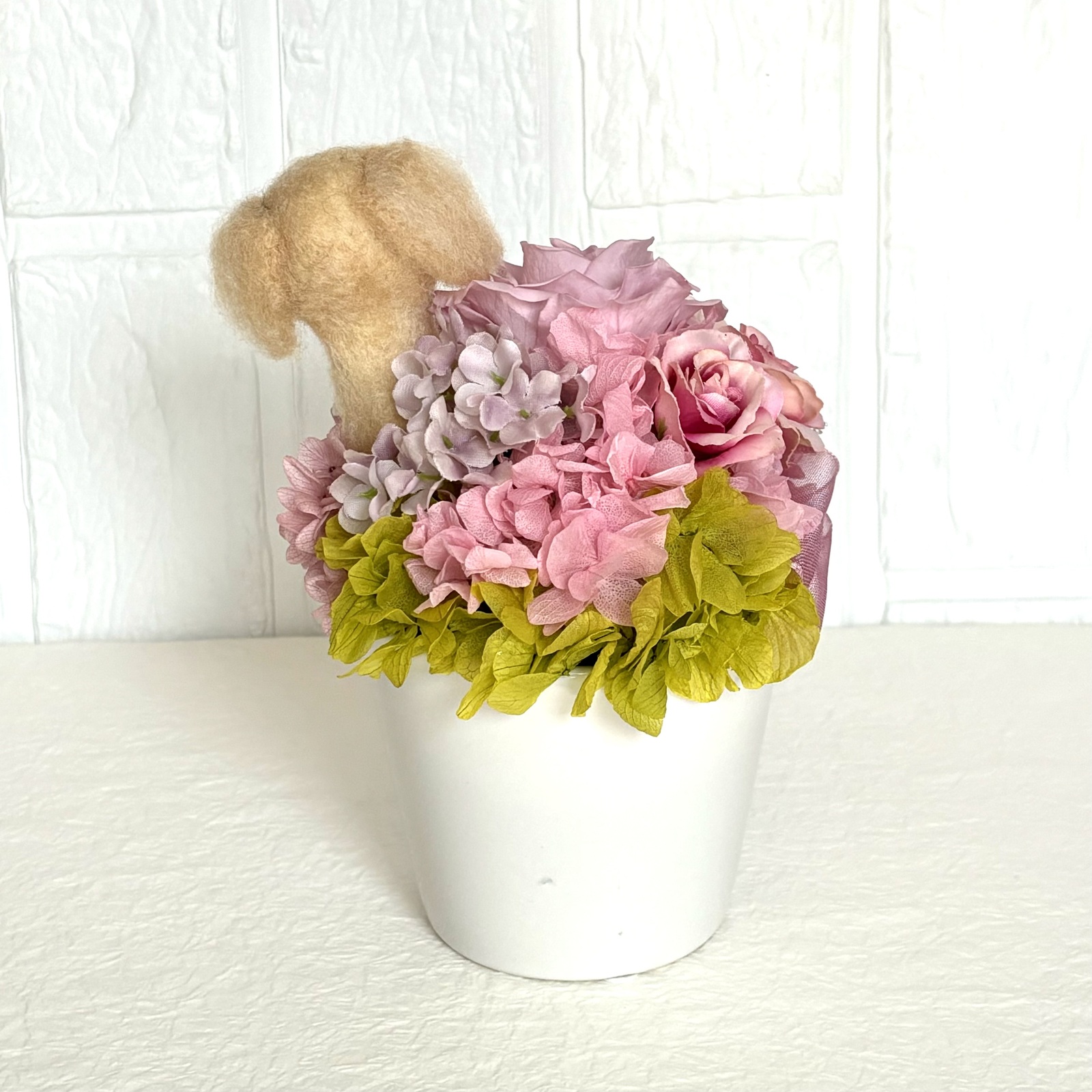 羊毛フェルト　アレンジメント　ミニチュアダックス　⑦