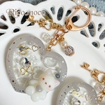 【ねこちゃん】 大人可愛い♡⃛ くすみグレーのオイルシェイカー  レジンキーホルダー 1点