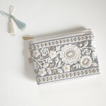インド刺繍＊ポケットティッシュケース付ポーチ(Blue)