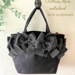華やかリボントートバッグ　ブラック♪
