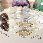 大ぶり【送料無料】SP-1011✨アイリススモーキークォーツ×シトリン・天然石✨パワーストーン・ブレスレット✨ブレスレット