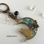 『t  様ご予約品』*猫のバッグチャーム*64面カットオニキス*14