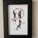 ボストンテリア ビニ傘手描きイラスト原画
