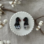 《animaux・ビーズ刺繍》コクチョウフェイスピアス/イヤリング【シルバー】《受注生産》