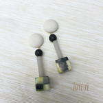 ストーン ×キュービックアクリル異素材ピアス イヤリング