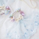 プリンセス花冠（パープル×ブルー、ティアラ、ヴェール付き）　うさぎの花冠 　Sサイズ