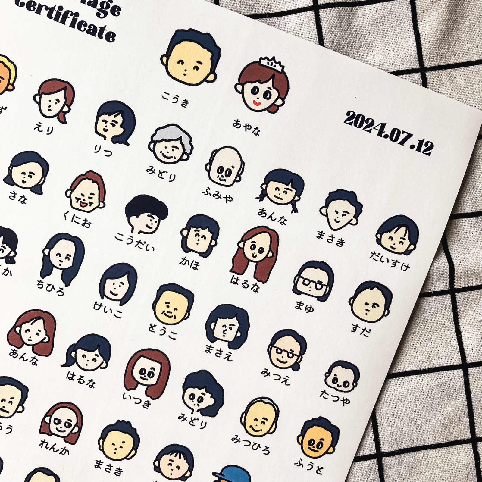 ゲストもびっくり！似顔絵結婚証明書&説明カードBタイプ