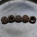 No.1074 西ドイツ 18mm ヴィンテージ ガラスボタン 5個セット ハンドメイド ヨーロッパ 一点物 蚤の市 古いボタン ボタンピアス ボタンイヤリング ボタンアクセサリー 