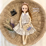 【送料無料】＊リカちゃんサイズ服＊花柄ツーピース＆紫陽花バック3点セット