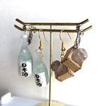 一升瓶と枡酒　ミニチュアピアスorイヤリング