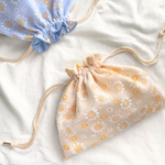 【７月２１日２１時販売】ひまわり巾着ポーチ　巾着　巾着袋　ひまわり　花柄　シアー　チェック　