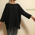 コットンリネン ゆったりプルオーバー(black)
