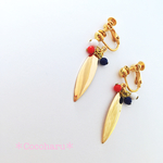 トリコロールとゴールドプレートイヤリング/ピアス