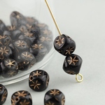 【4つ】ヴィンテージ　チェコガラス  7mm  ブラック  菱形　正方形