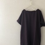 １枚あると嬉しい半袖ワンピース＊フレンチリネン　ボルドー