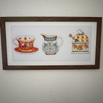 tea set🫖クロスステッチ刺繍額