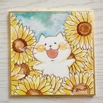 new!ニコとひまわり【原画/ミニ色紙】