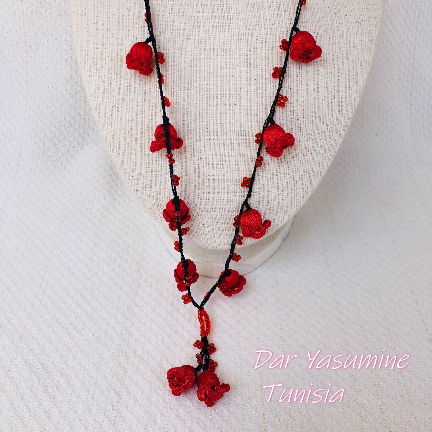 トルコ伝統工芸　oya刺繍　すずらんのように可憐に　ネックレス 103