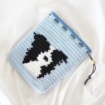 巾着ポーチ　ボーダーコリー　《みずいろ》