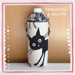 p No.100 動物柄♡ペットボトルカバー・ペットボトルホルダー【ネコ柄】　　【別売】肩ひもあり