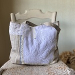 芸術*whiteworkフランスアンティーク手刺繍＆レース*トートバッグ*貴重な創作バッグ