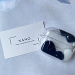 AirPods ケース　ハンドメイド　青　白　シルバー　ワイヤー　レジン　ニュアンス