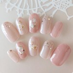 グレージュとブラウンの押し花ネイル /ネイルチップ/結婚式ネイル/ブライダルネイル/前撮り/ウェディング/付け爪/Ｊ233