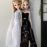 ⭐︎set⭐︎ベアトップス+パレオ風スカート　黒　リカちゃん服　リカちゃんアウトフィット