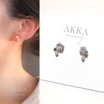 18kgp◆star pearl bijou earringsスター　パール　ビジュー　イヤリング　樹脂ピアス　金属アレルギー　痛くないノンホールピアス　ビジューイヤリング　大人可愛いイヤリング