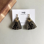 インド刺繍 リボン * ブルー ゴールド ピアス / イヤリング