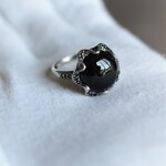 ブラックオニキス１４　S925個性派デザインリング❀