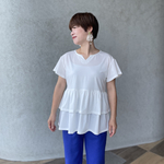 小柄S■水陸両用【UVカット99％】ラッシュガードにも♡きれい目可愛いティアードTシャツ 白■KMC-745 636944