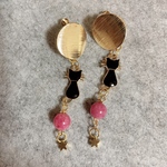 ［SALE］#22 黒猫ちゃんとレッドローズカルセドニーの夢叶えるイヤリング